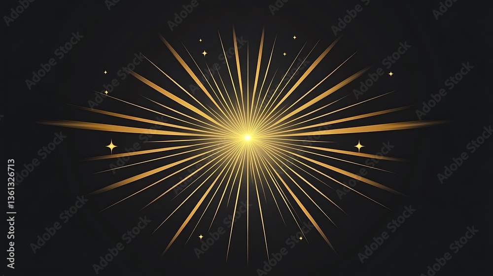 Fototapeta premium Golden Ray Burst: A Digital Illustration of Celestial Light AI Generated