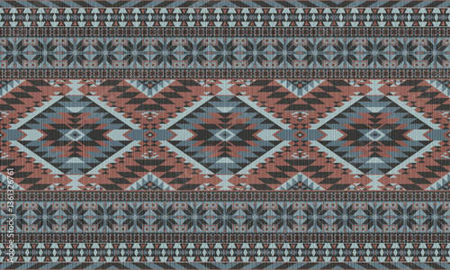 American tribal ethnic native pattern.Traditional Navajo,Aztec,Apache,Southwest and Mexican style fabric pattern.Abstract vector motifs pattern.For fabric,clothing,blanket,carpet,woven,wrap,decoration