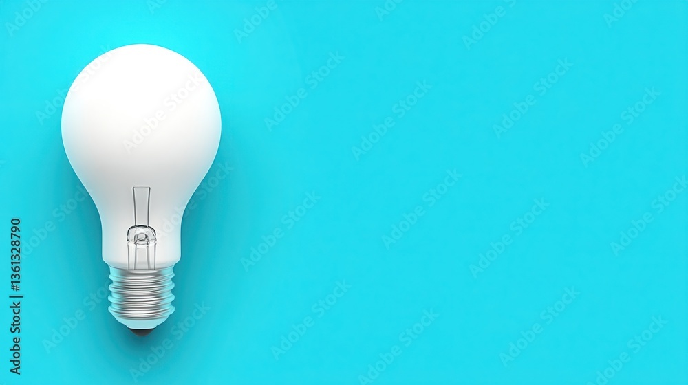 Light bulb on a vibrant blue background with a minimalistic design showcasing creative ideas and innovation in technology and energy efficiency concepts Light bulb on a vibrant blue background with a minimalistic design showcasing creative ideas and innovation in technology and energy efficiency concepts