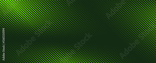 Abstract textured background with a halftone pattern in vibrant green and black gradient tones. Vector