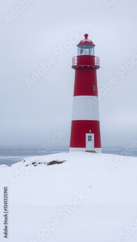 Wallpaper Mural Seaside Beacon in Snowy Weather Torontodigital.ca