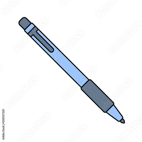 Pens Flat design style, blue ballpoint pens, representing office work, note-taking, and writing tools, useful for business and educational designs.