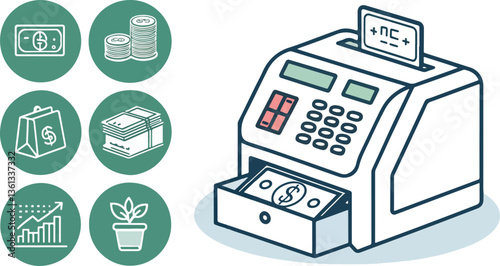 Banknote Counter icon design, Set of Banknote Counter vector design, Banknote Counter vector design