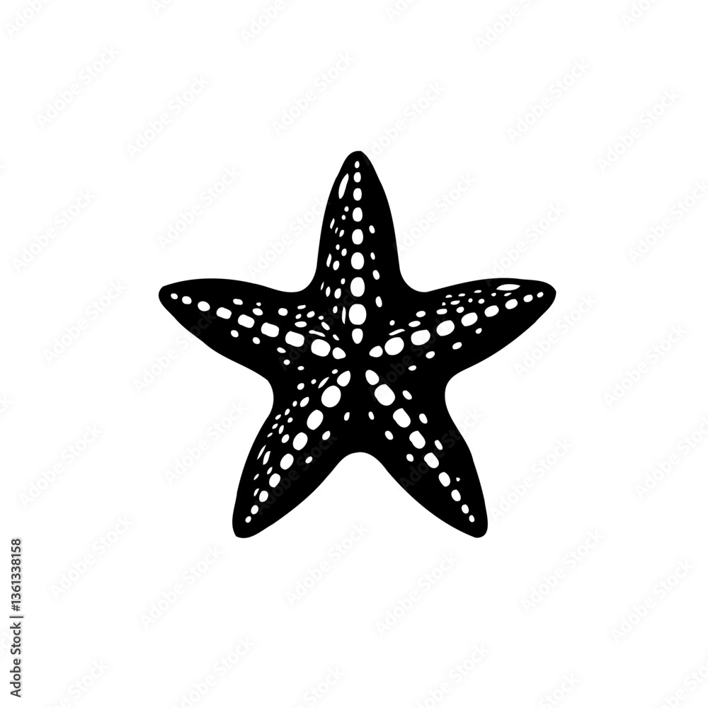 Minimalist Spotted Starfish Silhouette Illustration Minimalist Spotted Starfish Silhouette Illustration
