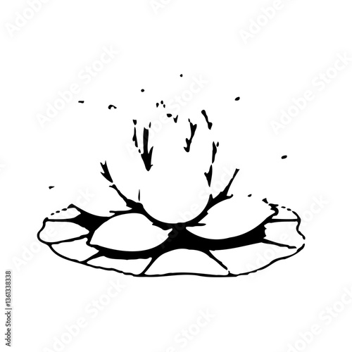 Abstract Sketch of Water Splashing from Bowl
