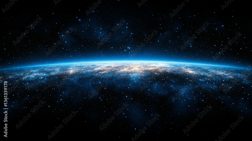 Fototapeta premium Stunning view of Earth from space, showcasing the planet's curvature and the vastness of the cosmos.