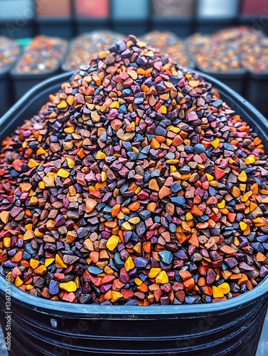Vibrant Heap of Multicolored Rocks Creating a Textured Abstraction