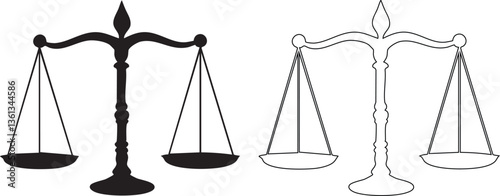 Scales of Justice Icon Set - Legal Balance Symbol Vector Icon Set Eps 10