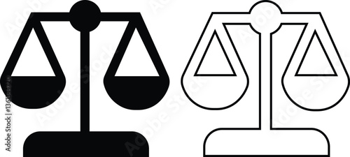 Scales of Justice Icon Set - Legal Balance Symbol Vector Icon Set Eps 10