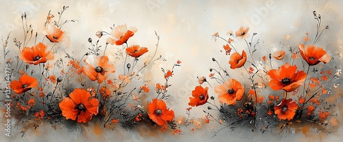 Orange Poppies in a Field