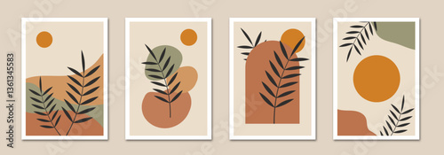 Creative minimalist hand draw Abstract art background. Modern aesthetic illustrations. Bohemian style Collection of contemporary artistic Design