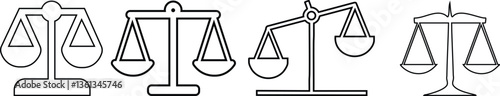 Scales of Justice Icon Set - Legal Balance Symbol Vector Icon Set Eps 10