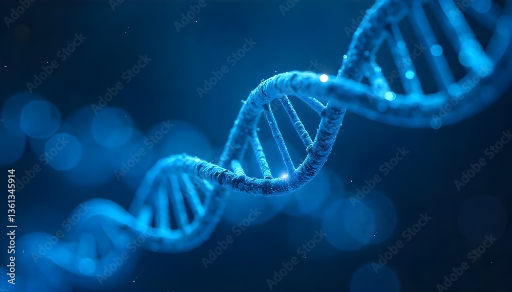 Abstract medical background with blue glowing DNA strands, futuristic healthcare innovation concept for World Health Day Abstract medical background with blue glowing DNA strands, futuristic healthcare innovation concept for World Health Day