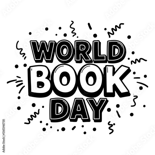 World Book Day graphic, bold font, playful style