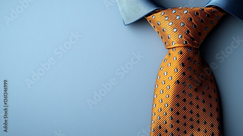 Orange Tie on a Light Blue Background