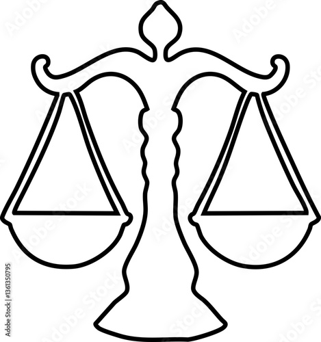 Scales of Justice Icon Set - Legal Balance Symbol Vector Outline Svg Icon