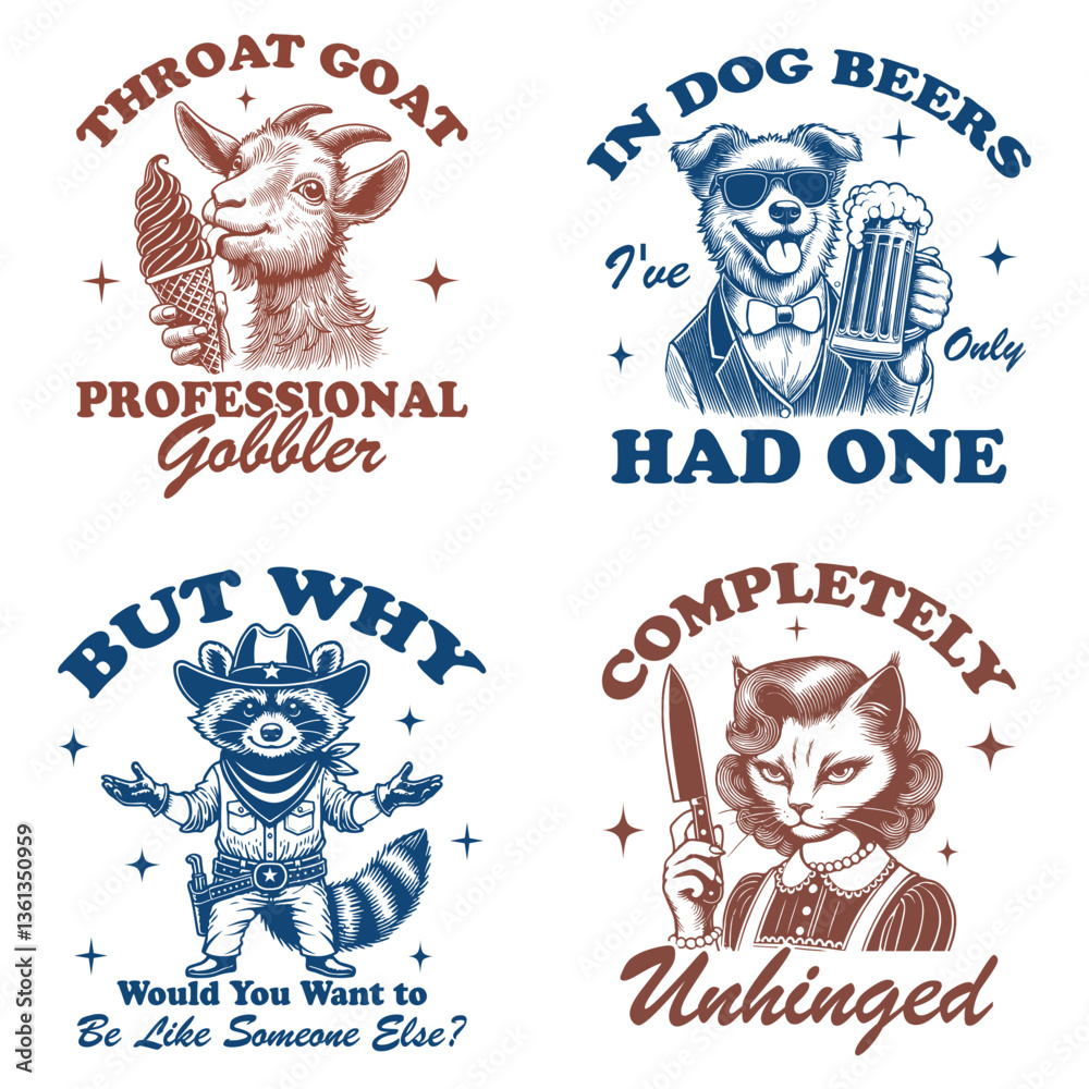 Obraz premium Sassy Retro Shirt Design Set for Humor Lovers