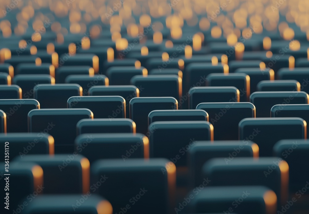 Obraz premium Abstract Close-Up of Rows of Black Rectangular Shapes with Bokeh