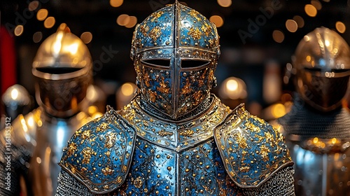 Ornate Medieval Armor in Museum Display