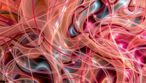 Abstract Lines: A captivating digital artwork, showcasing a dynamic interplay of swirling lines, rich hues and artistic curves, is a visual feast for the eyes.