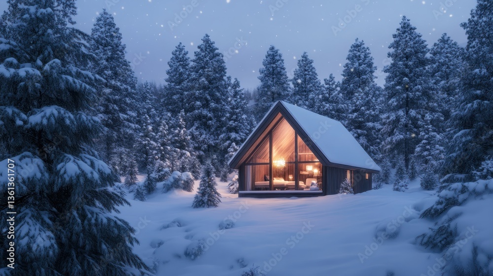 A Scandinavian-style cabin, surrounded by snowy pine trees and warm lights inside --ar 16:9 --v 6.1 Job ID: f7843da1-de79-4b5e-8696-5c6df00c3da7 A Scandinavian-style cabin, surrounded by snowy pine trees and warm lights inside --ar 16:9 --v 6.1 Job ID: f7843da1-de79-4b5e-8696-5c6df00c3da7