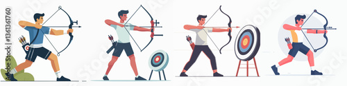 vector collection of a young male archer athlete
