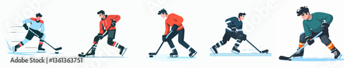 vector collection of a male ice hockey athlete
