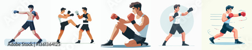 vector collection of a kick boxing athlete