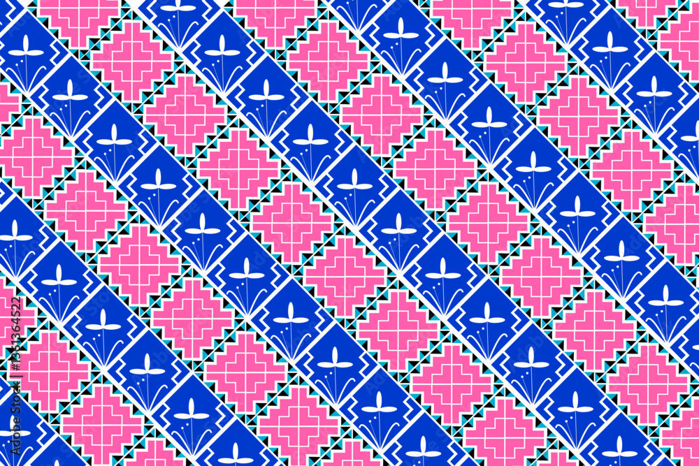 Fototapeta premium Hmong handmade pattern background. colorful clothing by hand.