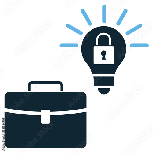 Business intellectual property icon vector representing trademarks, copyrights, and patents. Ideal for corporate branding, innovation, and legal protection.
