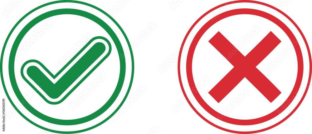 Tick and cross vector illustration Tick and cross vector illustration