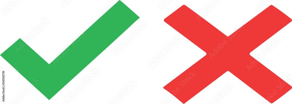 Tick and cross vector illustration Tick and cross vector illustration