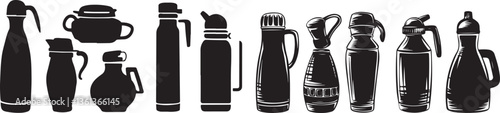 Collection of Thermos silhouette. vector Thermos illustration