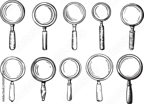 Han drawn magnifying glass illustration. vector art of searching