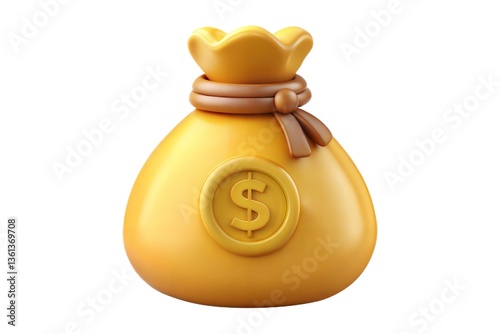 a golden money bag with dollar icon isolated 