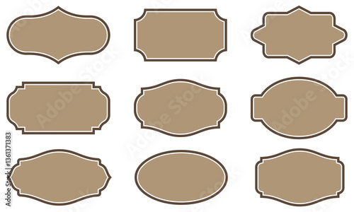 Ornamental label frames. Old ornate labels, decorative vintage frame and retro badge, Vector illustration 