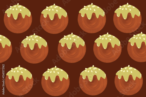 Cute Cake and bakery sweet Food Cartoon perfect seamless pattern