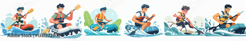 vector collection of a rafting athlete
