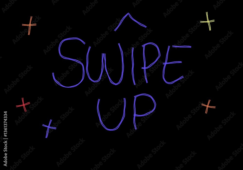 Swipe Up: Neon Digital Animation on Black