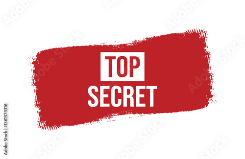Brush style top secret red banner design isolated on white background.