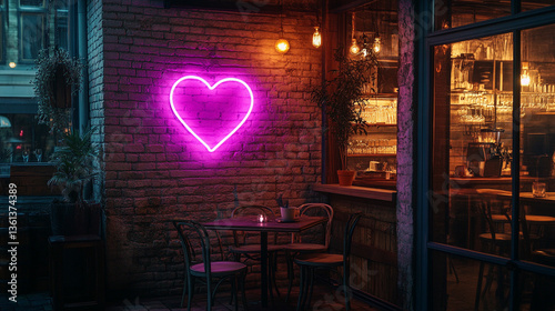 Heart Corner Neon Purple With Cafe Mismatched Artistic photo