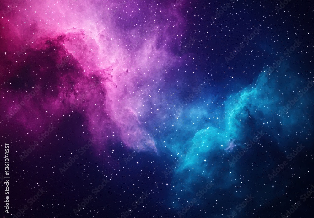 Fototapeta premium Vibrant Cosmic Nebula in Deep Space with Colorful Gas Clouds
