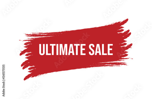 Brush style ultimate sale red banner design isolated on white background.