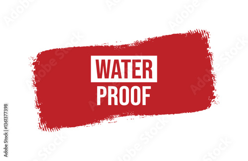 Brush style water proof red banner design isolated on white background.