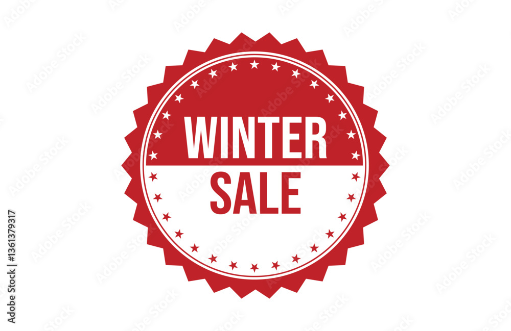 Obraz premium Winter sale red ribbon label banner.