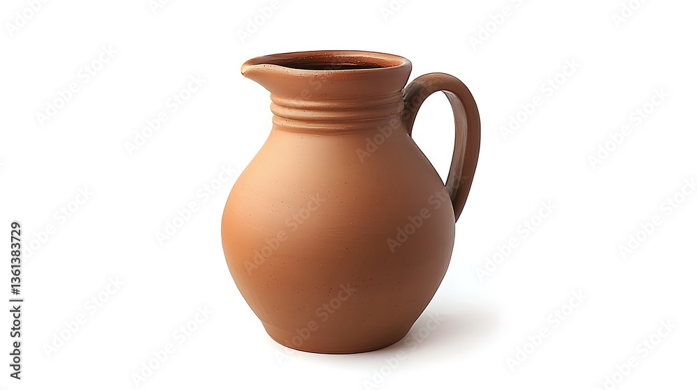 Rustic Clay Brown Jug Isolated on White Background Rustic Clay Brown Jug Isolated on White Background