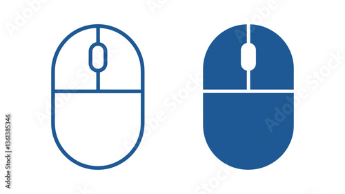 A variety of computer mouse icons illustrating different types of computer peripherals, highlighting left and right-click buttons, scroll features, and interface designs