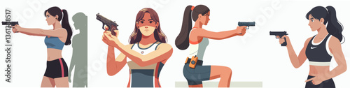 vector collection of a female shooter athlete