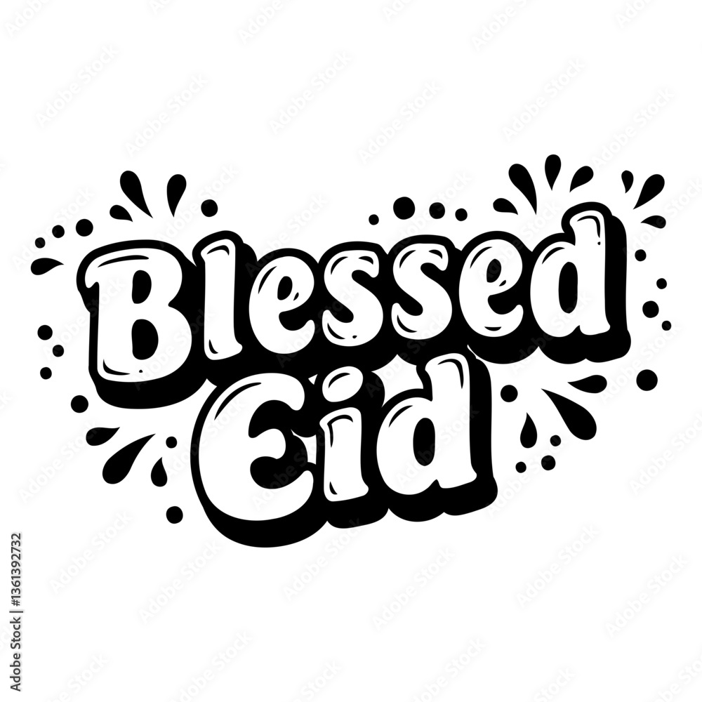 Blessed Eid typography design. Blessed Eid typography design.