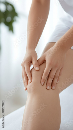 Wallpaper Mural therapist hands gently massaging patient knee, focusing on physical therapy and rehabilitation Torontodigital.ca